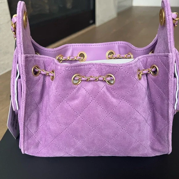 Chanel mini 25 from 26c purple suede hobo bag - Picture 4 of 7